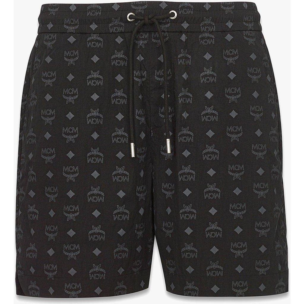 Mcm Monogram Print Shorts In Black