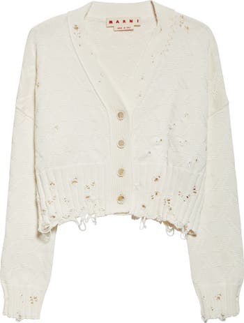Marni Dishevelled Cotton Crop Cardigan | Nordstrom Marni Dishevelled Cotton Crop Cardigan | Nordstrom