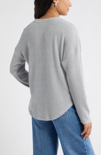 Long Sleeve Waffle Knit T-Shirt