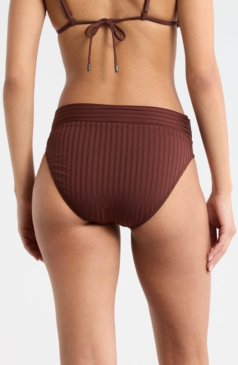 Sanctuary Banded Rib Hipster Bikini Bottoms, Alternate, color, Espresso