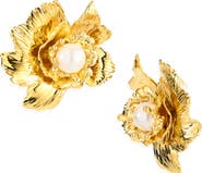 Oscar de la Renta Wild Poppy Faux Pearl Clip-On Earrings