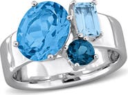 Julianna B. Multi Blue Topaz Ring Sterling Silver