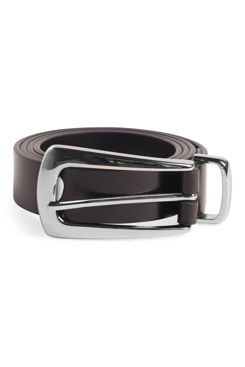 The Statement Leather Belt, Alternate, color, BLACK/ NICKEL