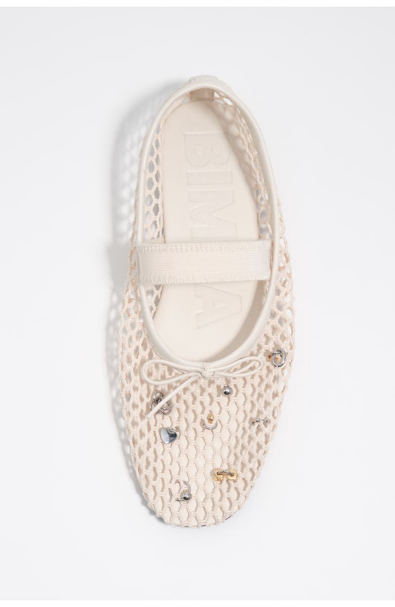 Bimba y Lola Mesh Ballerina Flats with Metal Details, Alternate, color, Off White