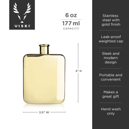 Viski Belmont Gold Plated Flask In Gold