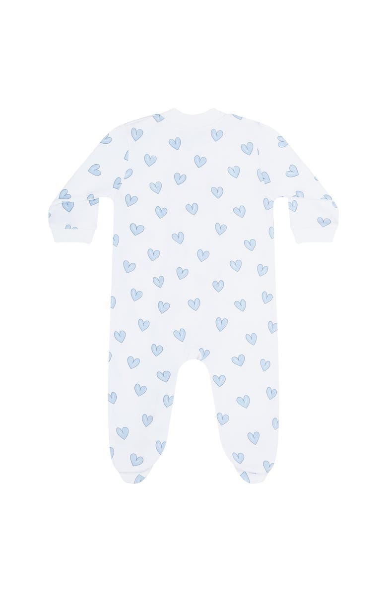 Nellapima Blue Heart Print Zipper Footie - Baby, Alternate, color, Blue