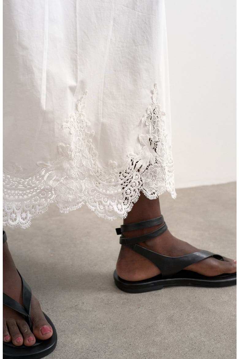 Lace Hem Cotton Maxi Skirt, Alternate, color, IVORY