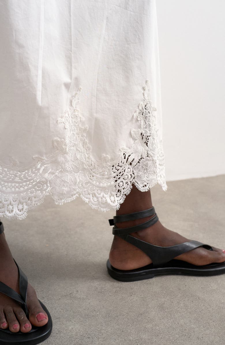 Topshop Lace Hem Cotton Maxi Skirt, Alternate, color, Ivory