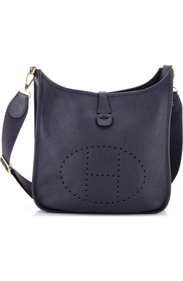 Pre-Owned Hermes Evelyne Bag Gen III Clemence PM, Main, color, Bleu Nuit