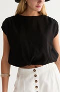 CRESCENT Cap Sleeve Bubble Hem Top