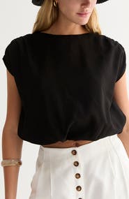 CRESCENT Cap Sleeve Bubble Hem Top