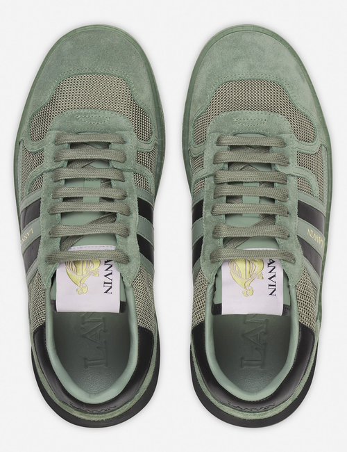 Lanvin Clay Sneakers In Green Suede And Fabric