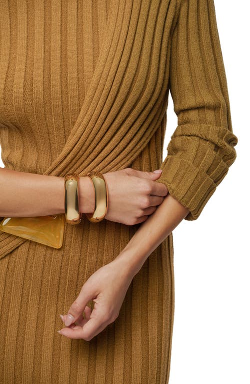 Jluxlabel Auttoman Long Sleeve One-shoulder Rib Maxi Dress In Brown