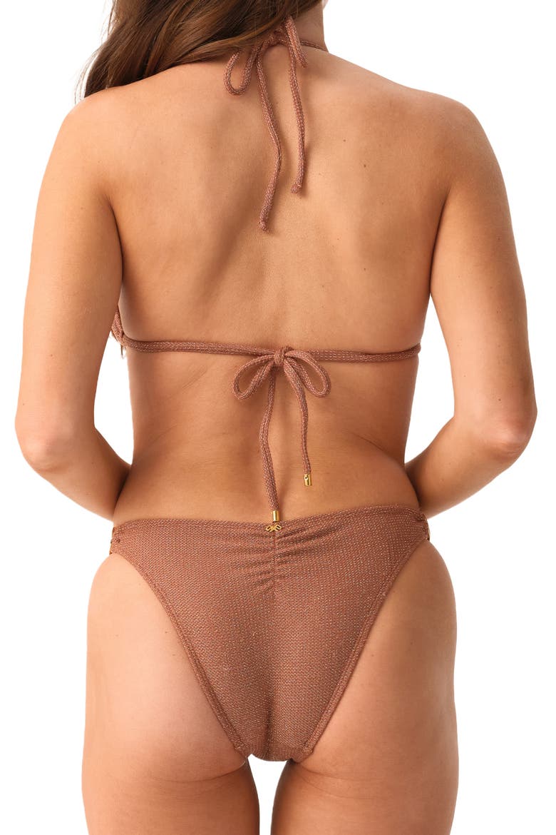 Mara Metallic Triangle Bikini Top, Alternate, color, MOCHA