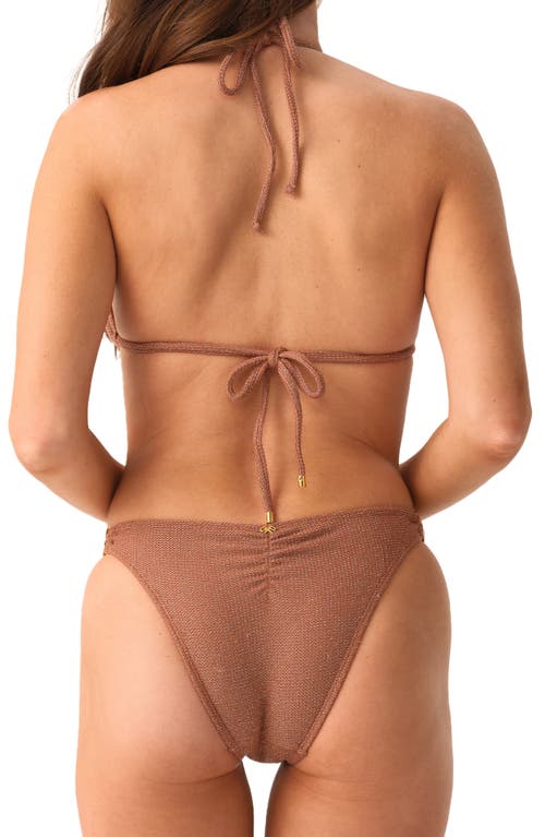 Pq Swim Mara Metallic Triangle Bikini Top In Animal Print