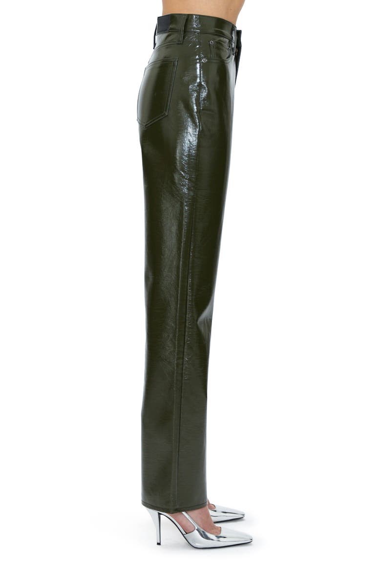 Cassie Super High Waist Straight Leg Faux Leather Pants, Alternate, color, OLIVE VINYL
