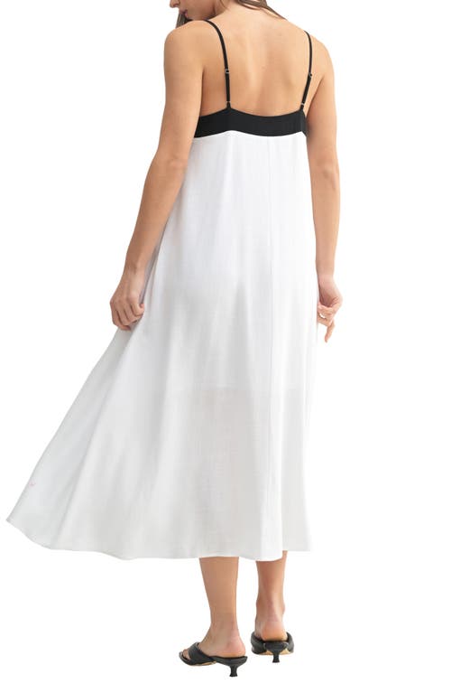 Mila Mae Contrast Detail Sleeveless Midi Dress In White Black