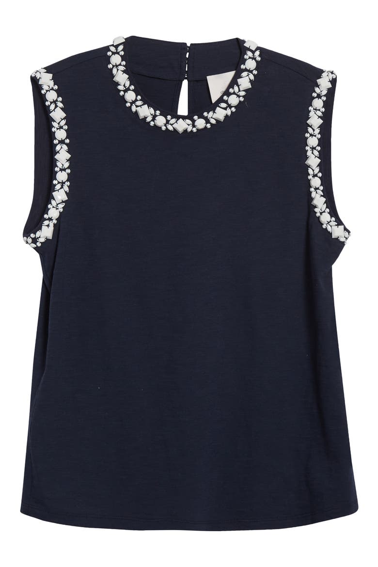 Blaine Opaque Stone Sleeveless Top, Alternate, color, NAVY/ WHITE
