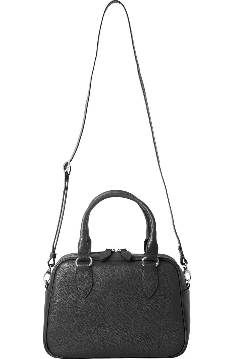 HYER GOODS La Corsa Leather Bowling Bag, Alternate, color, Black Silver