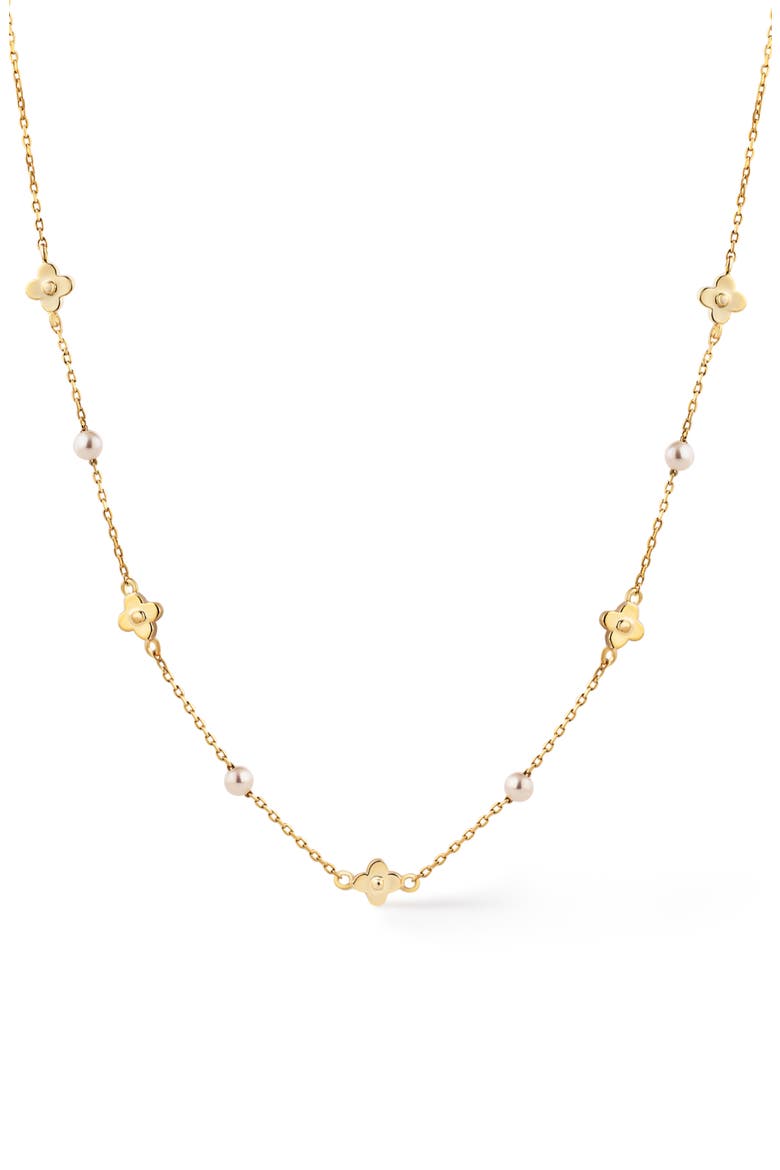 Hannah Freshwater Pearl Station Necklace, Main, color, GOLD / WHITE