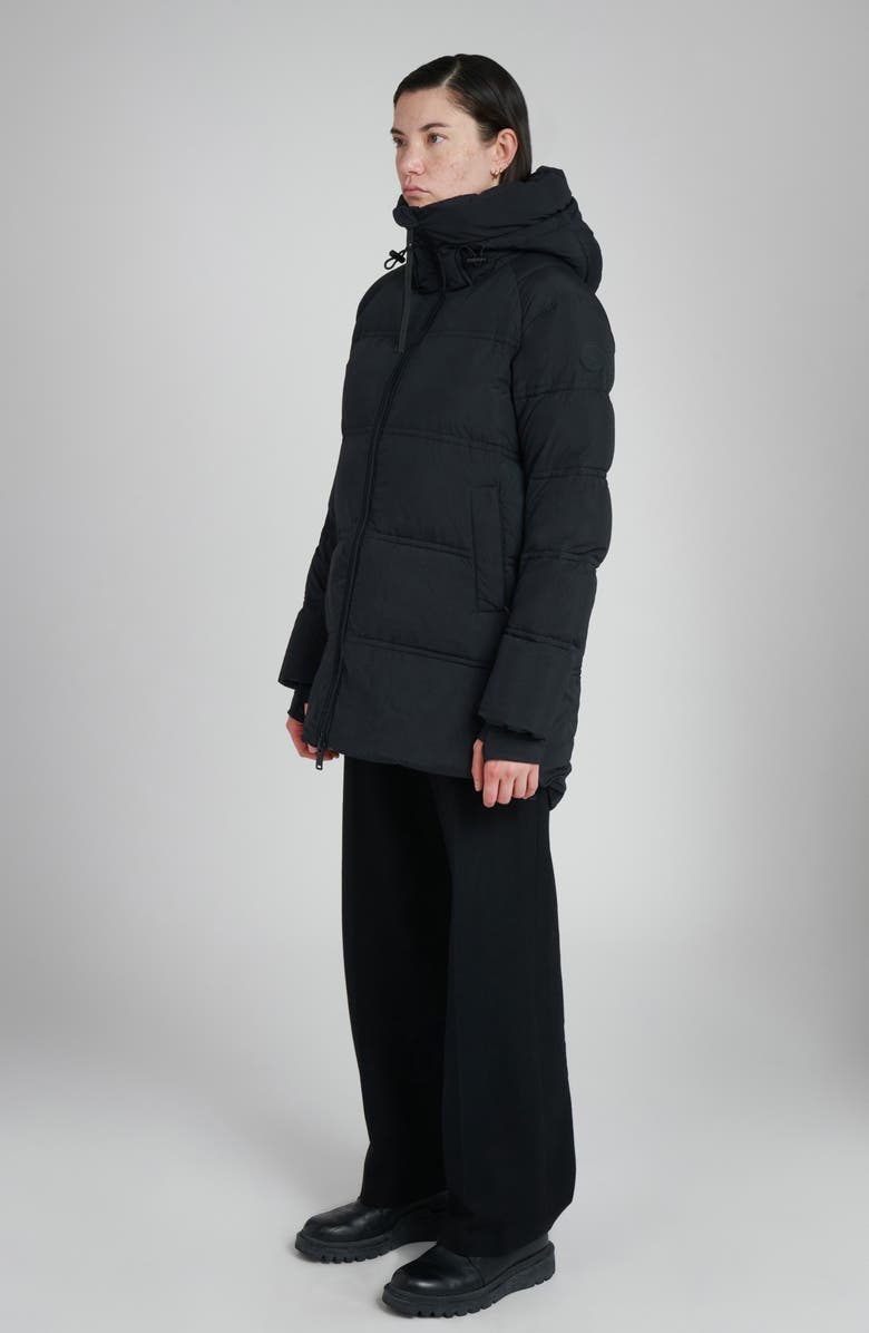 The Recycled Planet Company Orva Water Resistant Hooded Down Puffer Jacket, Alternate, color, Black