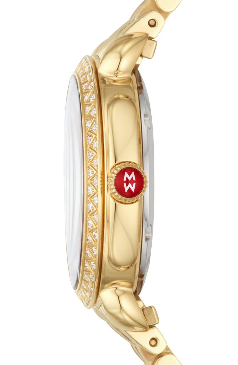 MICHELE Sidney Classic Diamond Bracelet Watch, 33mm, Alternate, color, Gold/ White Mop/ Gold