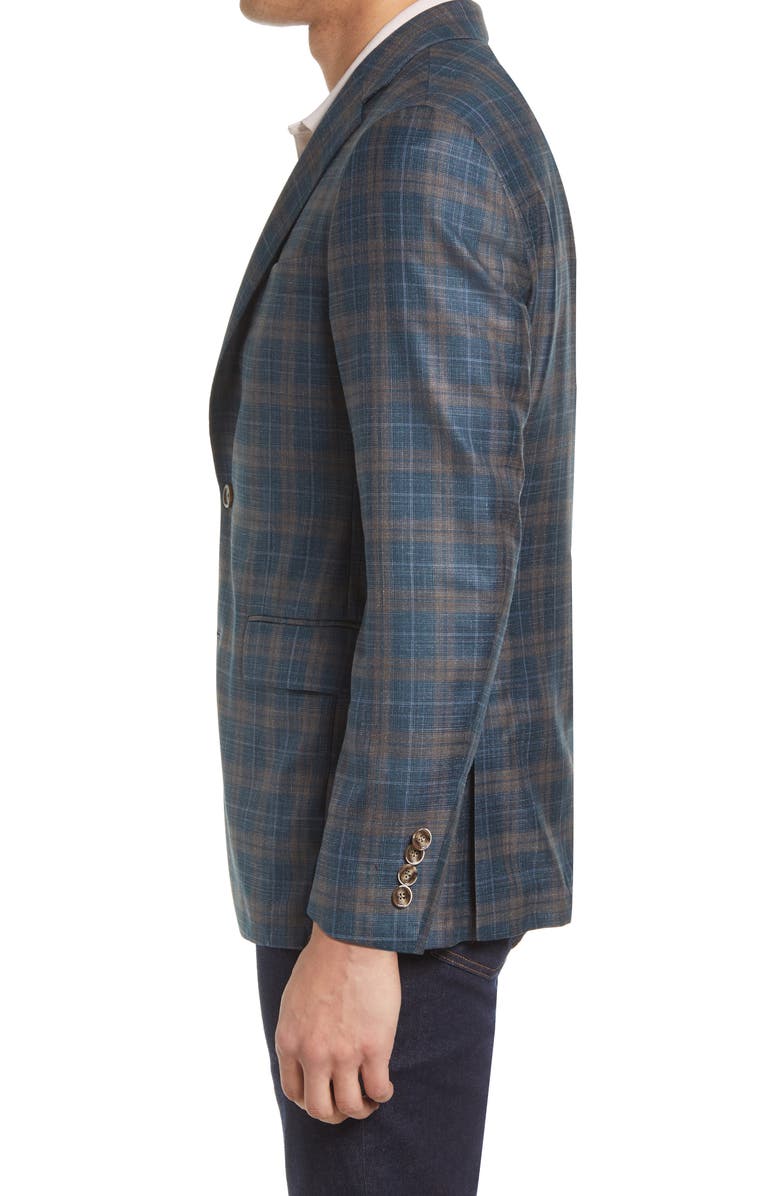 Hickey Freeman Plaid Wool Blend Sport Coat, Alternate, color,