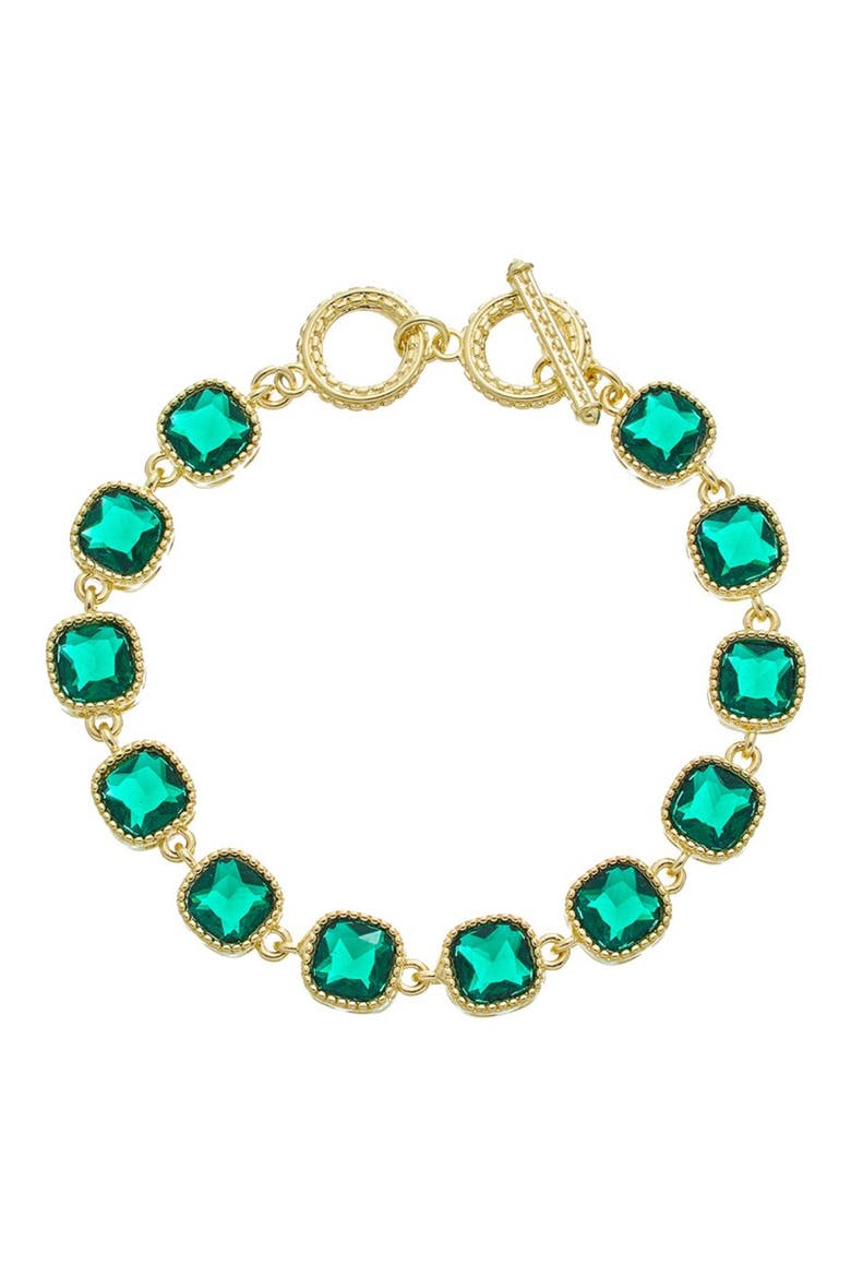 Topaz Bezel Link Bracelet, Main, color, GREEN/ GOLD