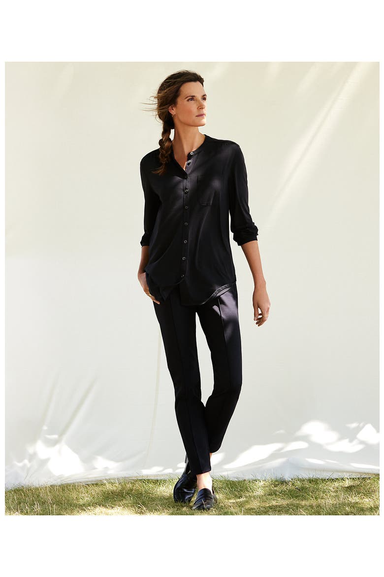 High Rise Bi Stretch Pintuck Pencil Ankle Pants, Alternate, color, Black