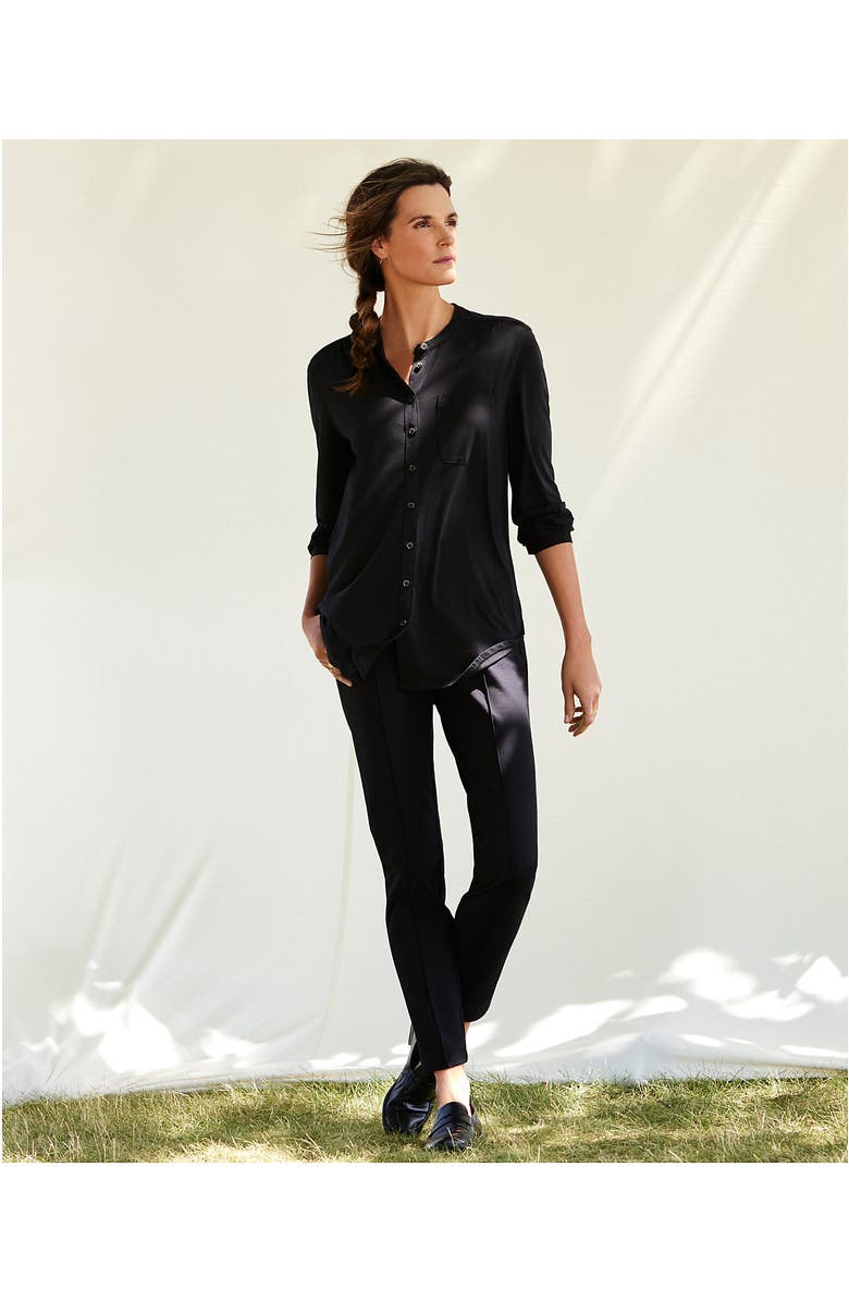 Lands' End High Rise Bi Stretch Pintuck Pencil Ankle Pants, Alternate, color, Black