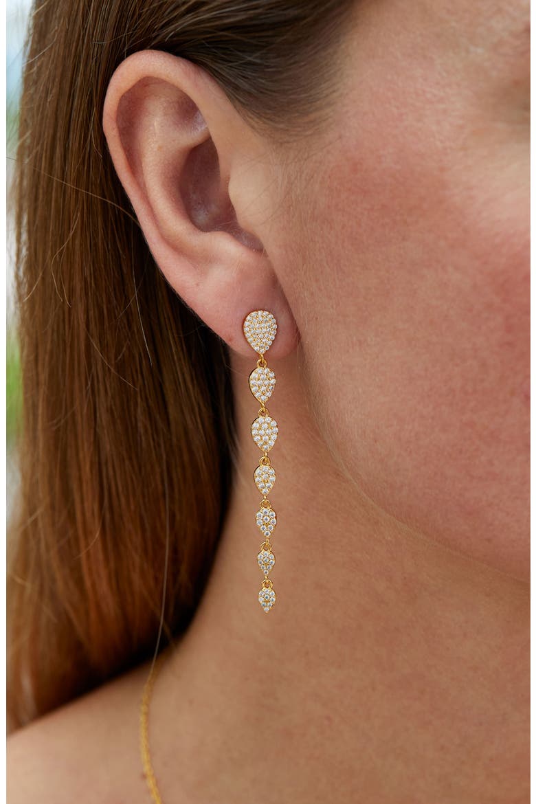 18K Gold Vermeil Pavé CZ Graduated Teardrop Earrings, Alternate, color, YELLOW