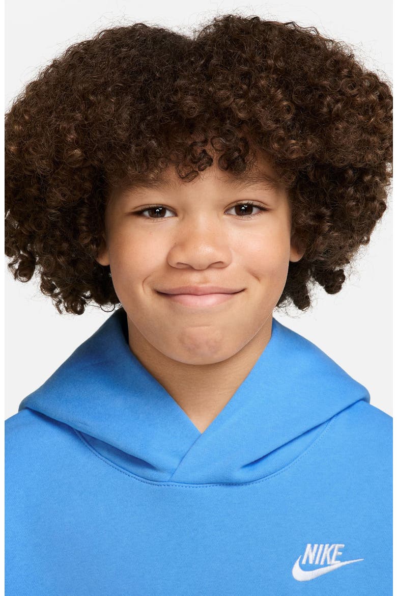 Kids' Sportswear Club Fleece Hoodie, Alternate, color, FOOTBALL BLUE/ WHITE
