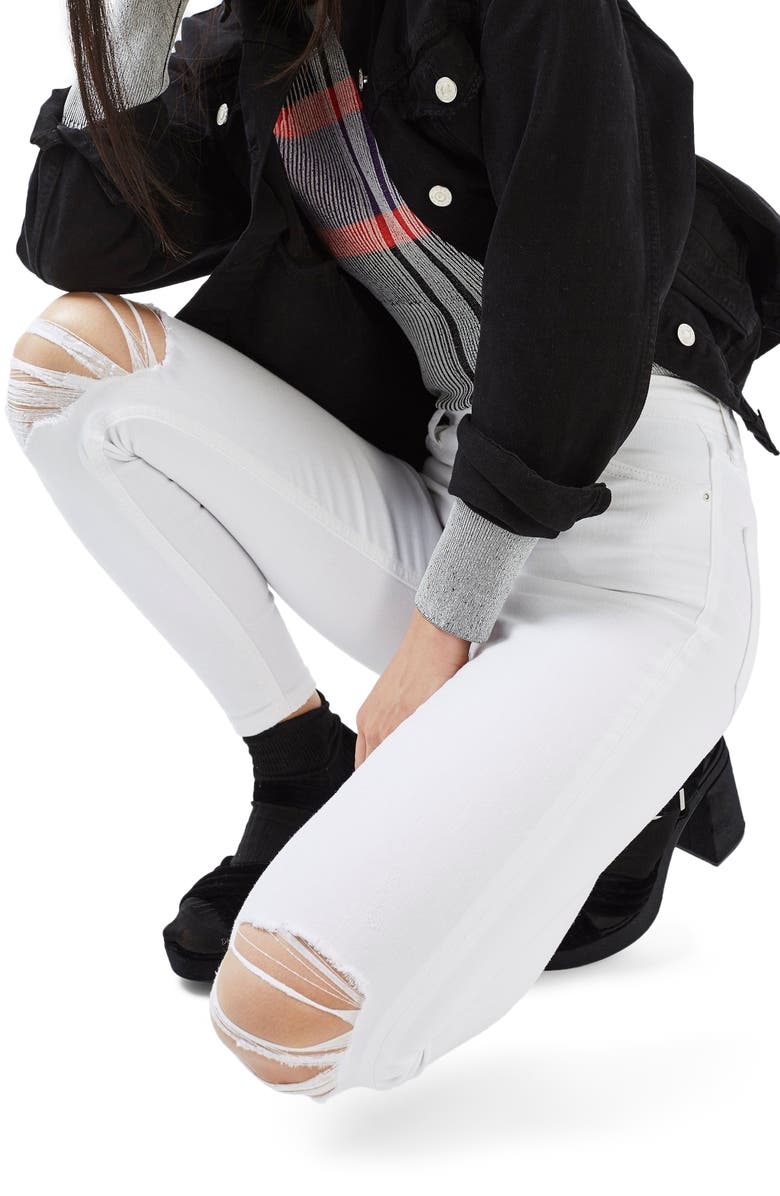 Topshop Jamie High Waist Ripped Jeans, Alternate, color, 