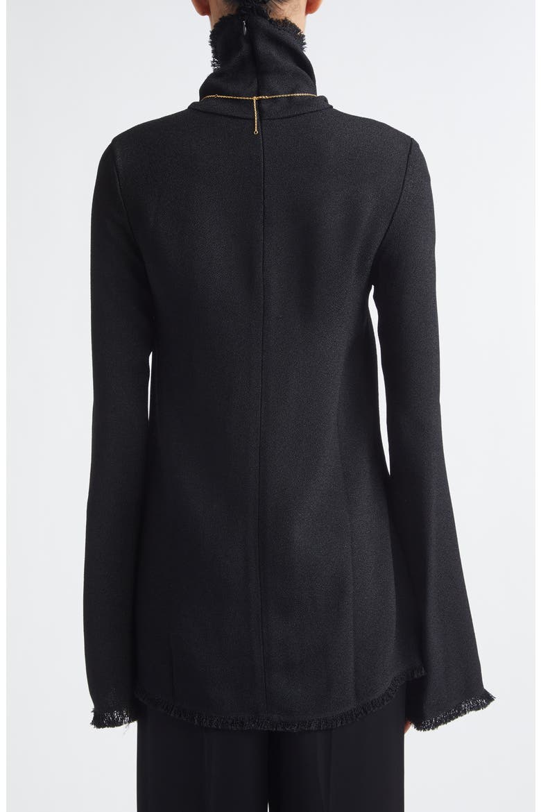 Slim Fit Fray Edge Top, Alternate, color, BLACK