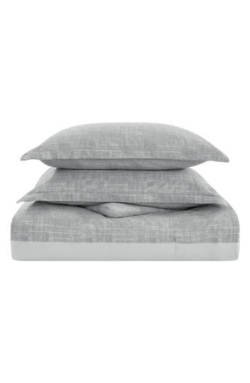 Poppy & Fritz Poppy And Fritz Connery Stripe Cotton Weave Twin Duvet Cover & Shams Set In Gray