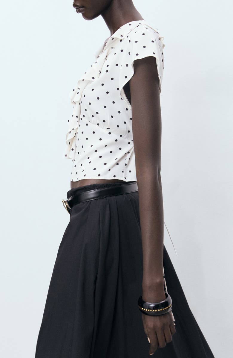 MANGO Kendal Ruffle Crop Top, Alternate, color, Off White