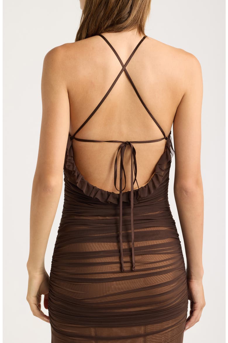 Marceline Mesh Body-Con Cocktail Dress, Alternate, color, BROWN