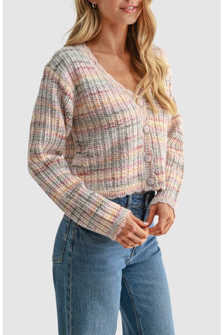 Space Dye V-Neck Cardigan, Alternate, color, LIGHT PINK MULTI