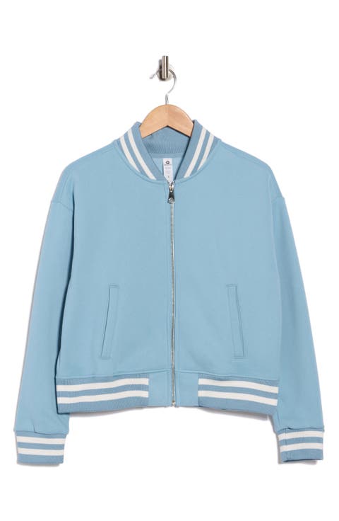 Silicone Varsity Stripe Fleece Zip Jacket