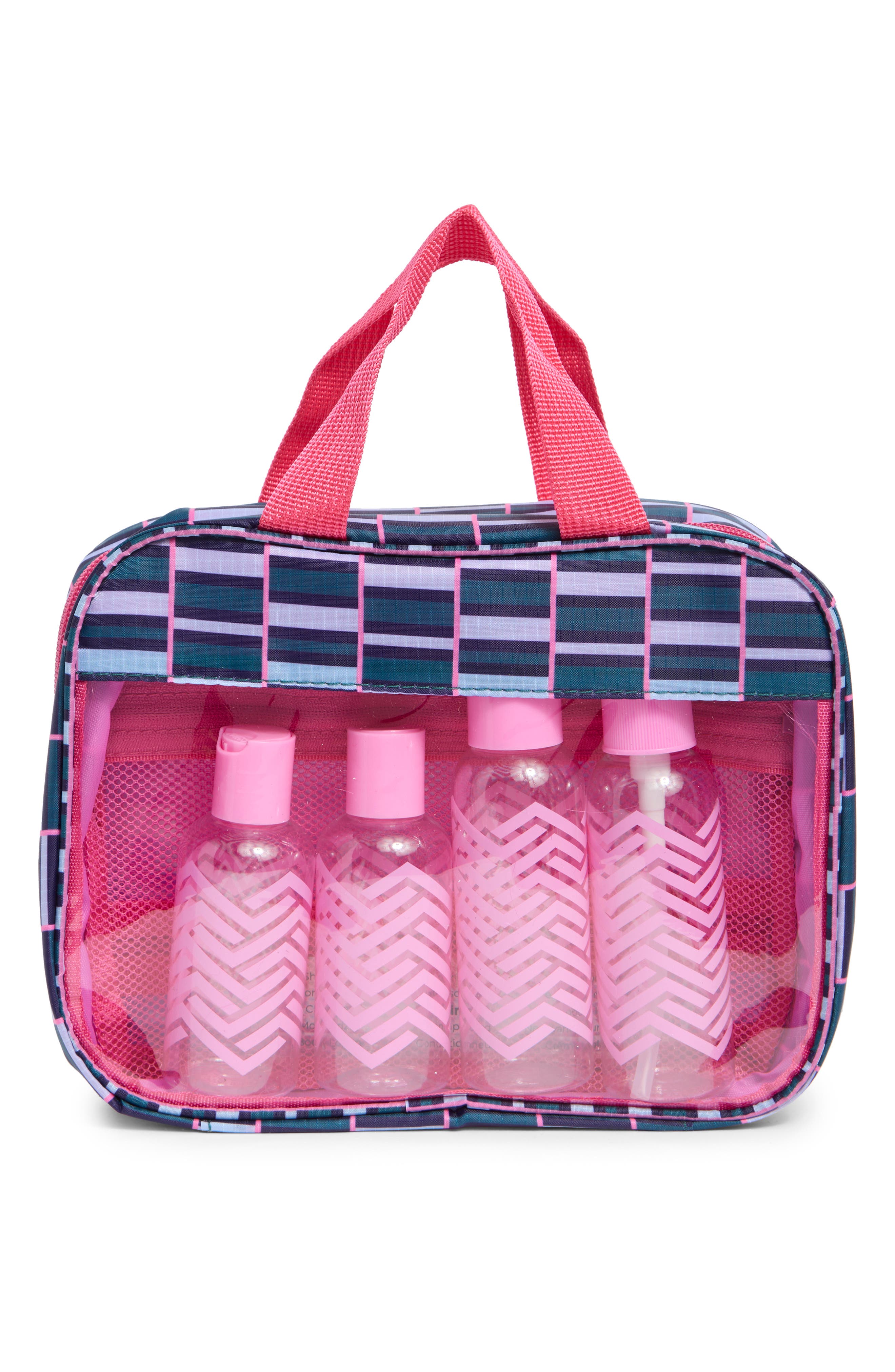 MYTAGALONGS Clear Toiletry Bag with 6 Bottles