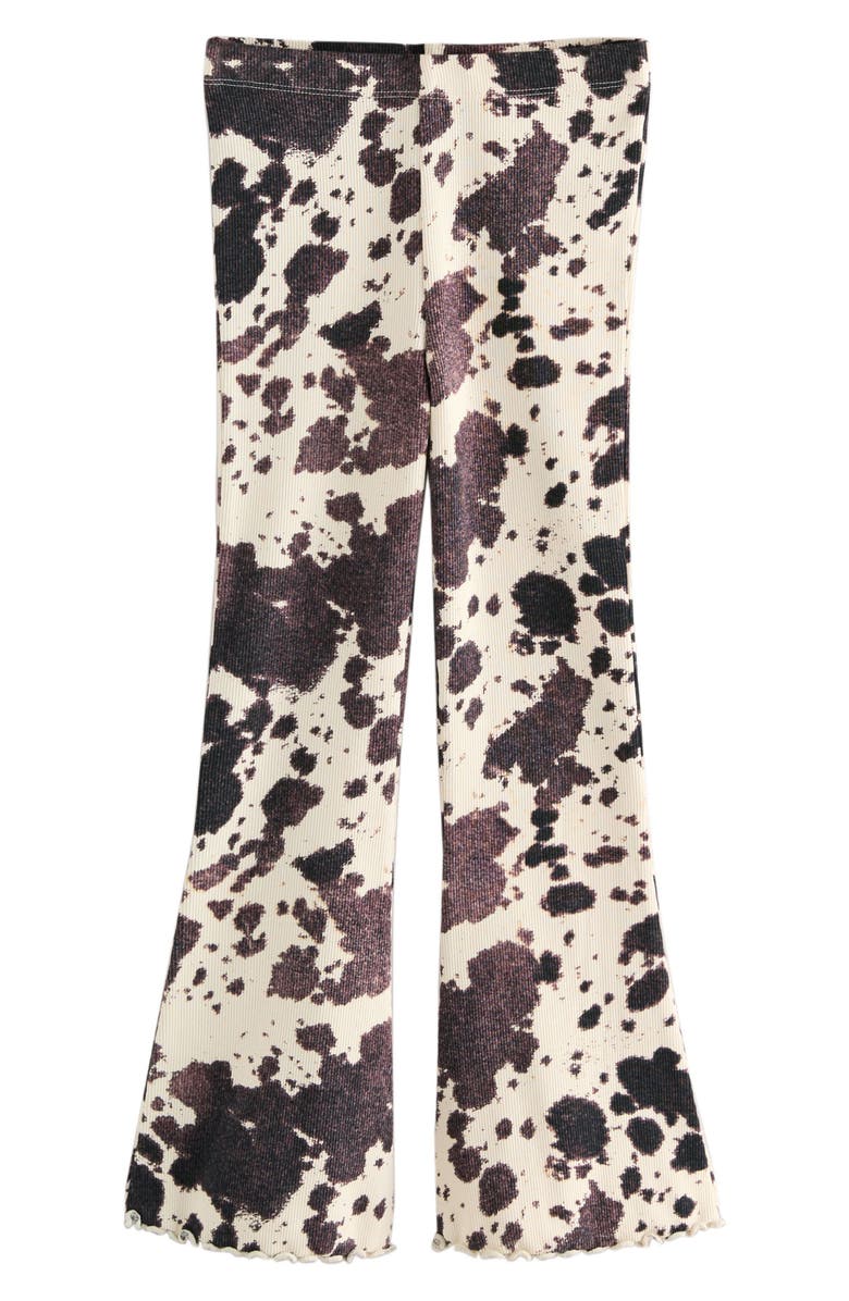 NEXT Kids' Cow Print Knit Flare Leggings, Main, color, Brown