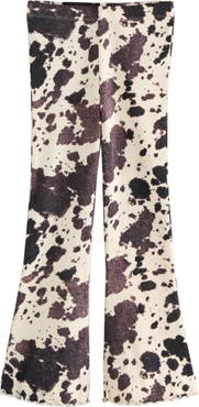NEXT Kids' Cow Print Knit Flare Leggings