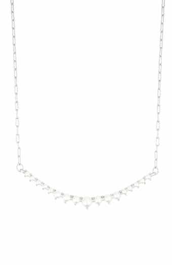 Adornia Faux Pearl Curved Bar Pendant Necklace