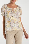 Liverpool Los Angeles Floral Print Tie Neck Top