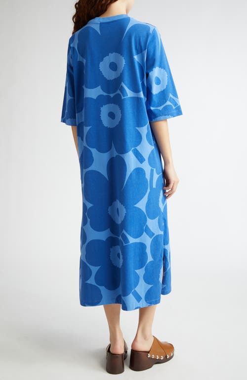 Marimekko Midia Unikko Relaxed Fit Cotton T-shirt Dress In Blue Dark Blue