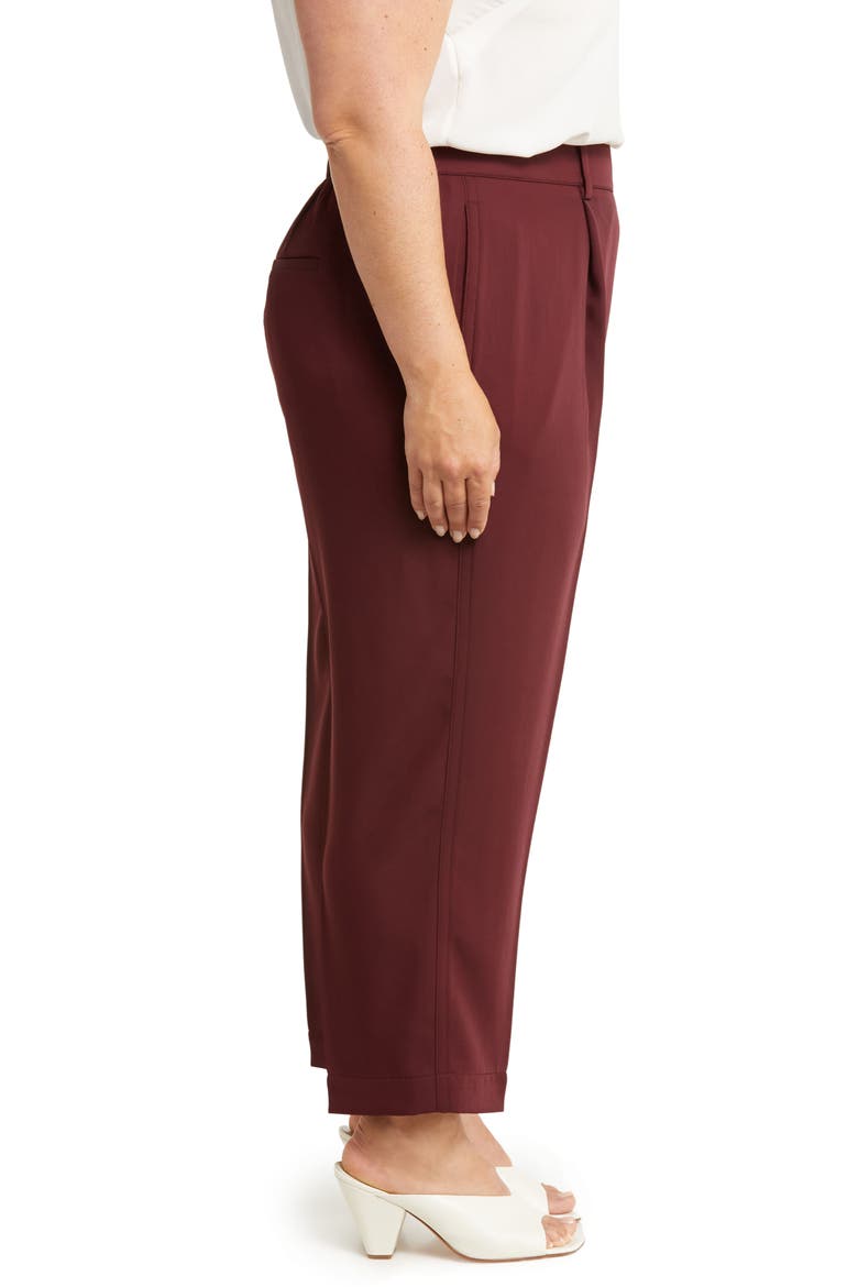 Pleated Tapered Pants, Alternate, color, PLUM WINE