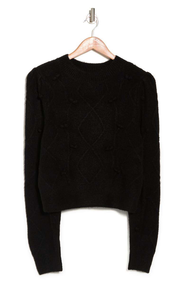Elodie Pompom Cable Knit Crop Sweater, Alternate, color,
