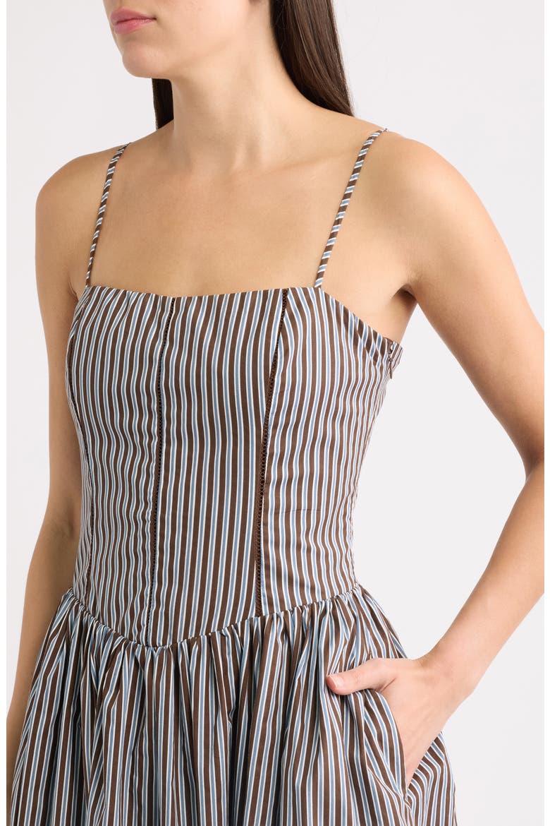 Chandler Fit & Flare Cotton Maxi Dress, Alternate, color, BROWN MULTI