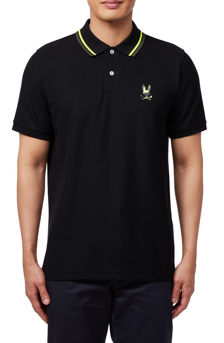 Psycho Bunny Plano Tipped Cotton Piqué Polo, Main, color, 