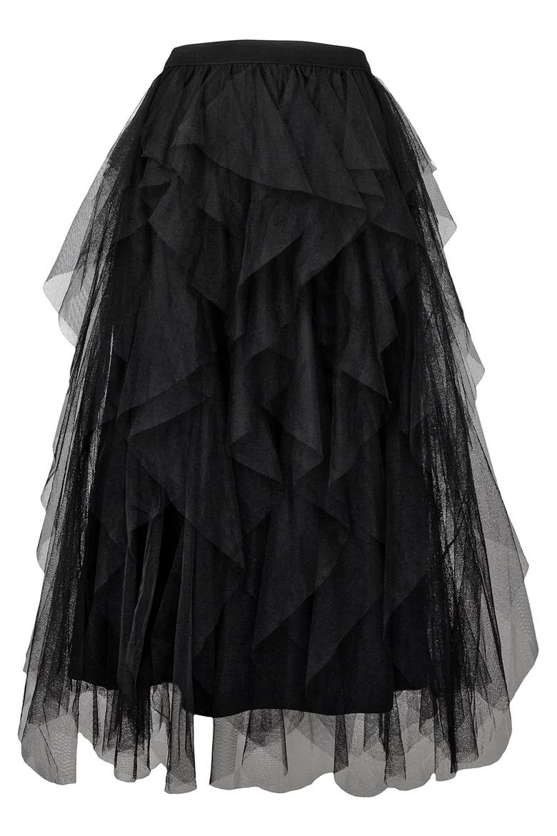 Tulle Midi Skirt, Alternate, color, BLACK